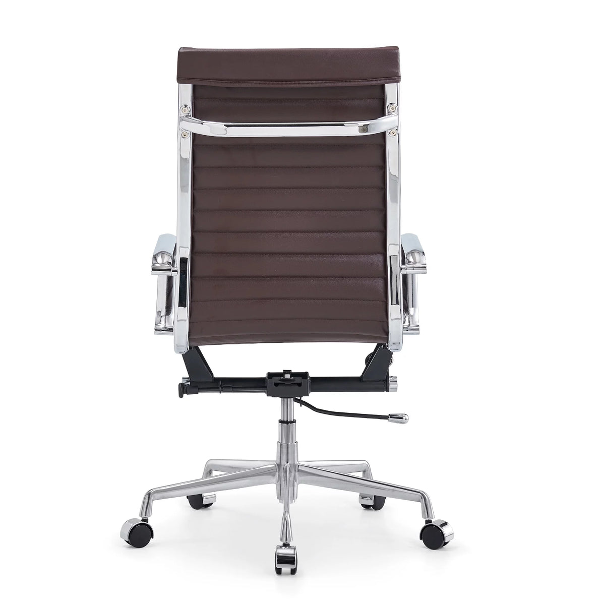 High Back Executive Office Chair with Armrest Adjustable Swivel Vegan Leather Brown D633