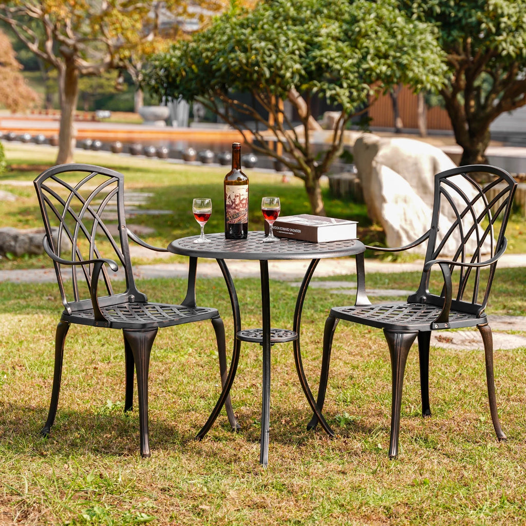 3 Piece Outdoor Bistro Set with 2 Umbrella Hole X749420