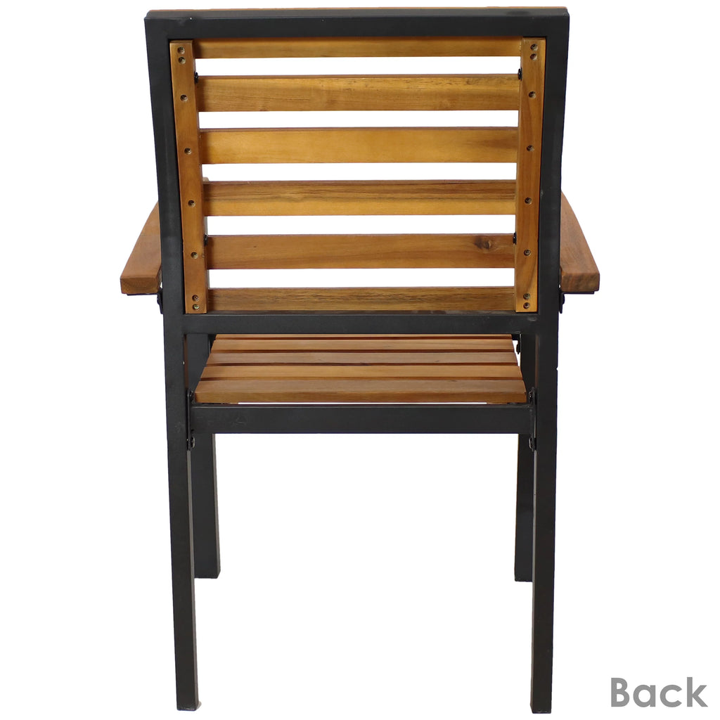 Set of 2 Acacia Wood and Steel Outdoor Patio Armchairs P8488