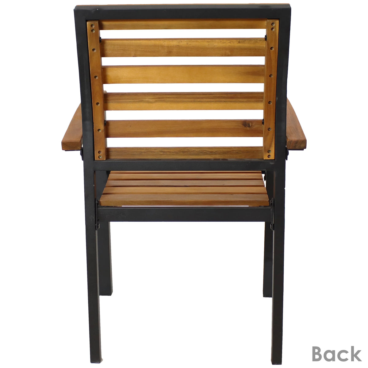 Set of 2 Acacia Wood and Steel Outdoor Patio Armchairs P8488