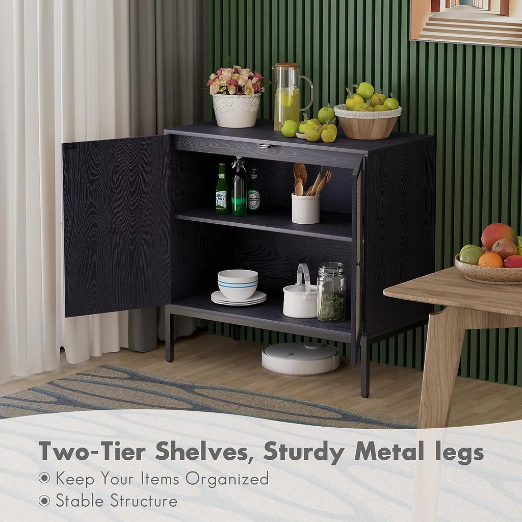 Black Rattan Storage Cabinet C59486