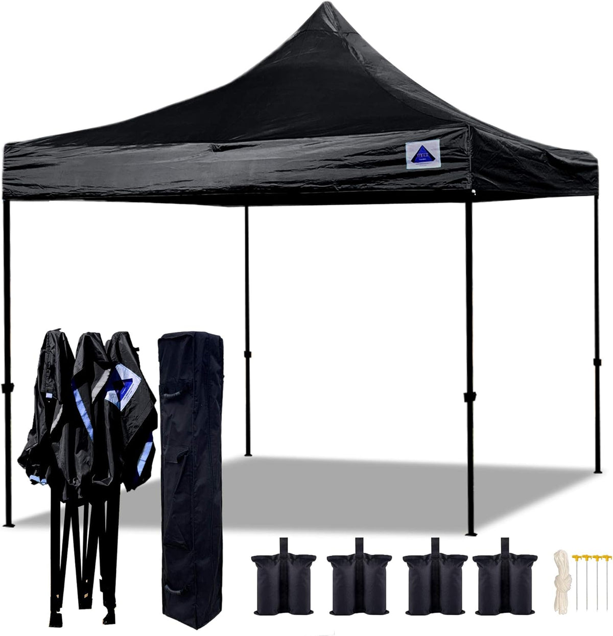 10'x10' White Pop Up Canopy Tent with Wheel Bag and 4 Sand Bags X1777