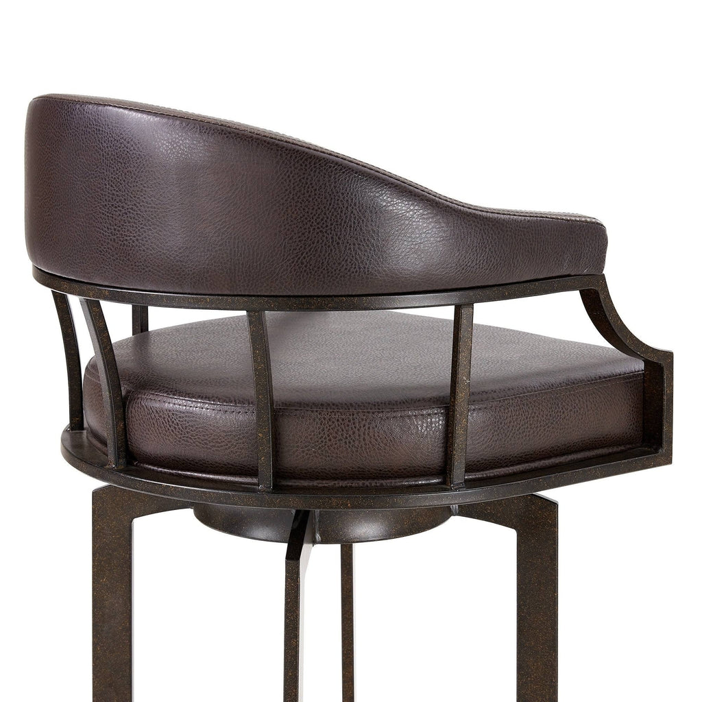 Auburn Bay and Brown Faux Leather Swivel Bar Stool U2323