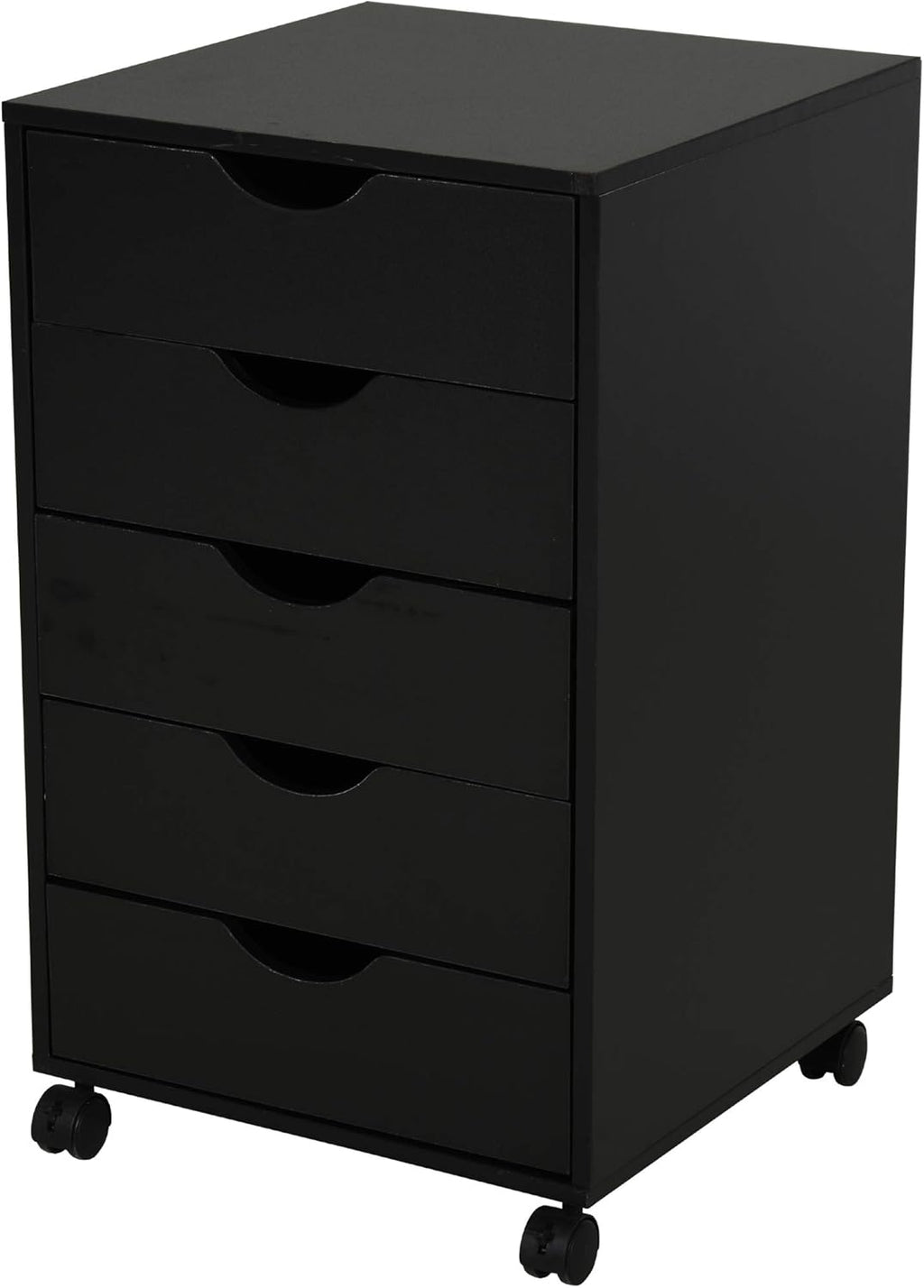 Black 5 Drawer Filing Cabinet with Wheels J350