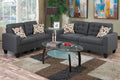 Blue Grey Linen-Like Fabric Sofa and Loveseat Set O99451