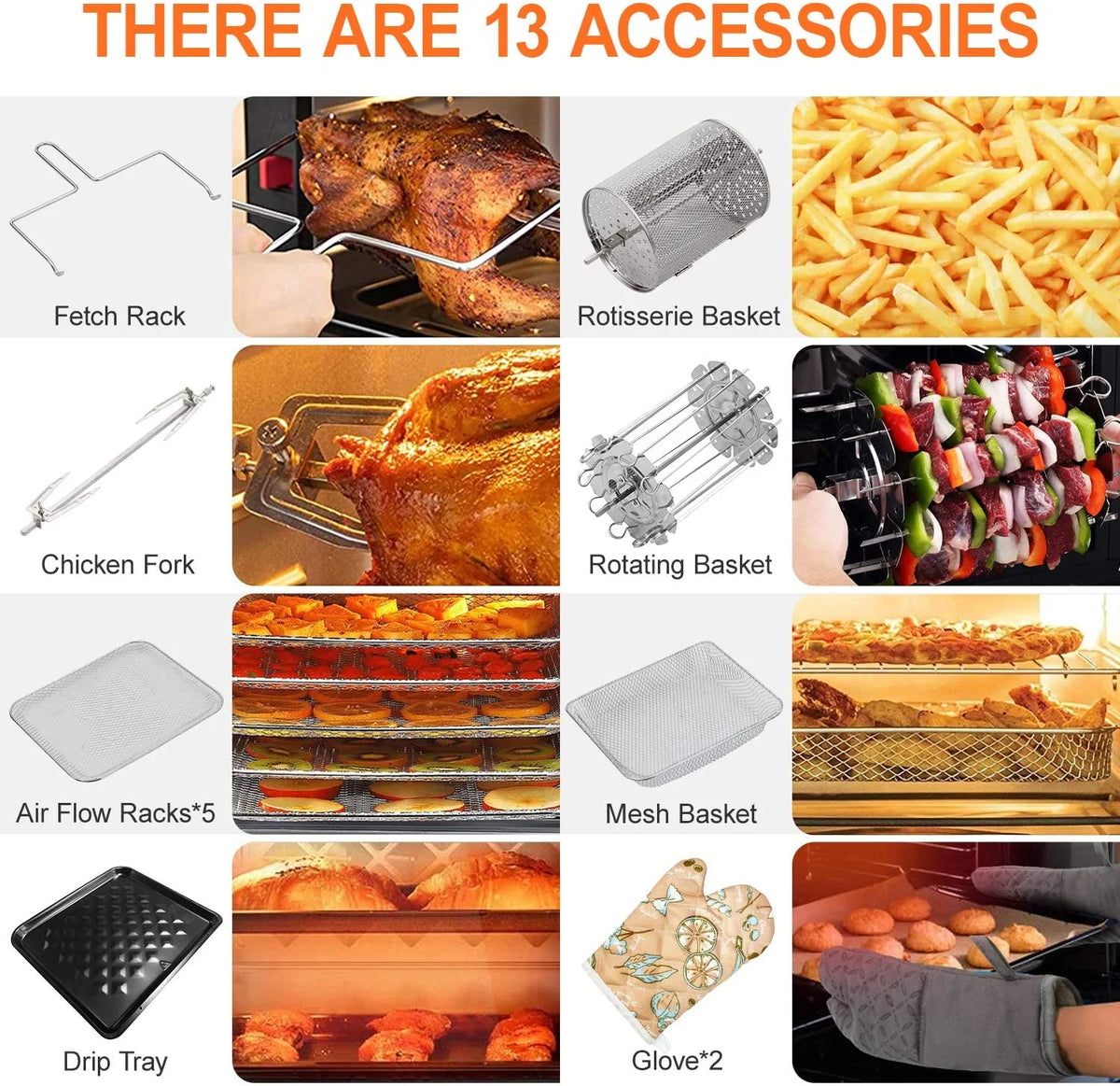 10-in-1 20 Quart Air Fryer Toaster Oven Combo with Rotisserie Dehydrator P595720