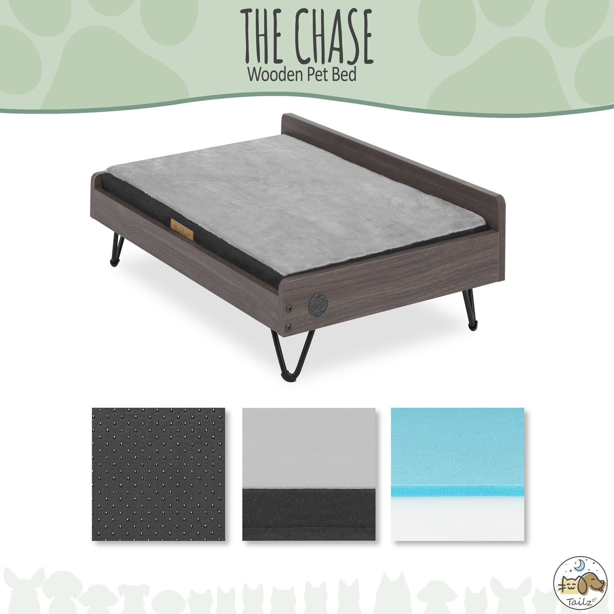 Wooden Pet Bed with Mattress Z95311
