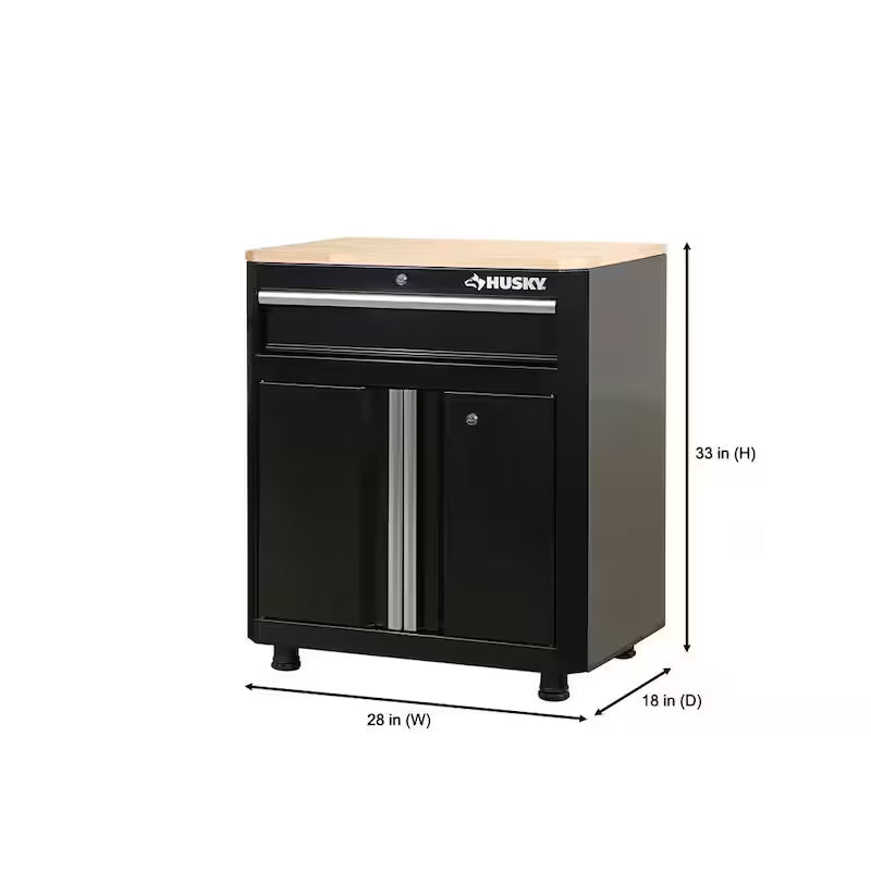 24-Gauge Steel 1-Drawer 2-Door Garage Base Cabinet in Black C791778