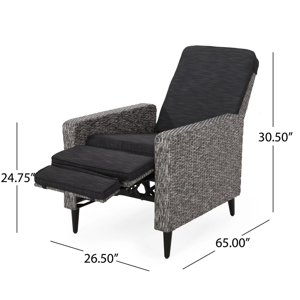 Set of 2 Wicker Outdoor Recliner with Cushion T3327