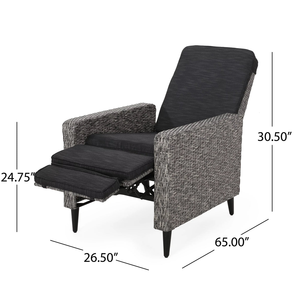 Set of 2 Wicker Outdoor Recliner with Cushion T3327