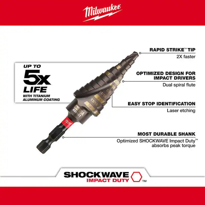 3/16 in. - 7/8 in. Titanium Step Drill Bit P377