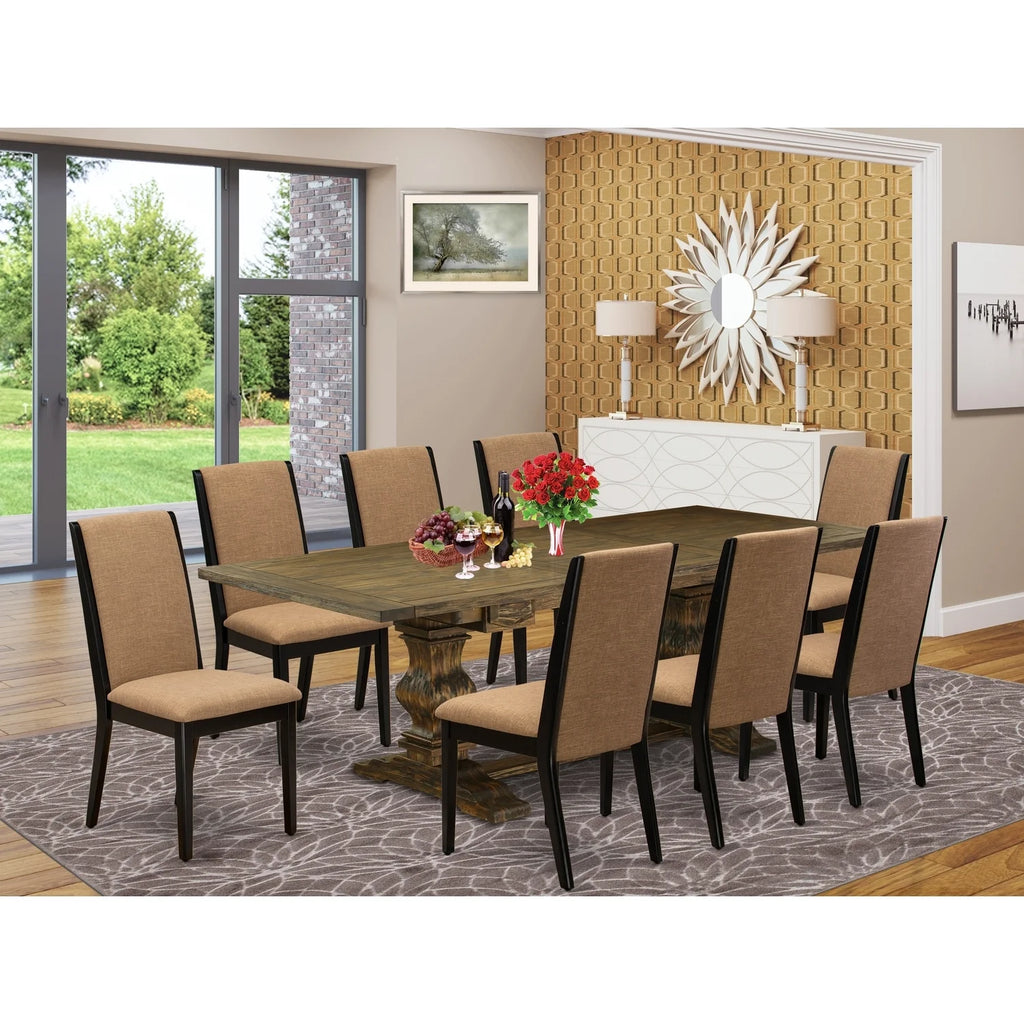 9 Pc Dining Room Table Set with Chairs P321