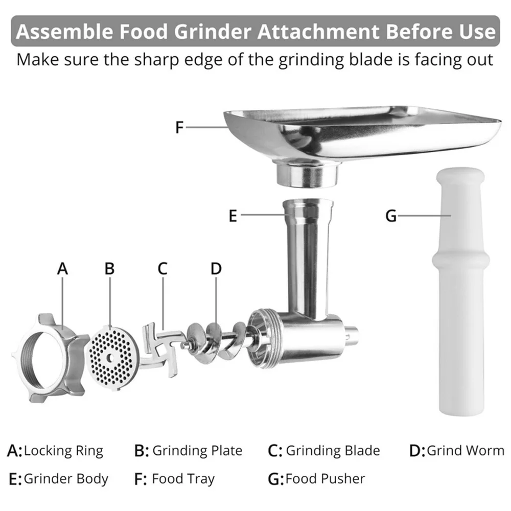 Metal Food Grinder Attachment for KitchenAid Stand Mixers with Sausage Stuffer Tubes S710986