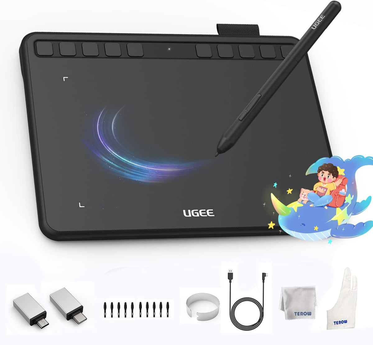 Wireless Graphics Drawing Tablet 6x4 Inch with Battery-Free Stylus N738