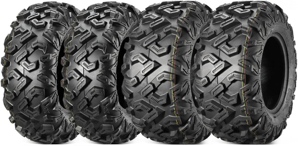 25x8-12 25x10-12 ATV Tires Set of 4, 6PR, Tubeless, 0.8" Tread Depth J68466