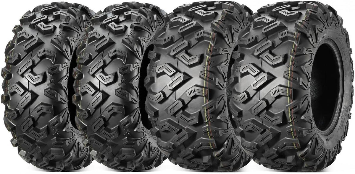 25x8-12 25x10-12 ATV Tires Set of 4, 6PR, Tubeless, 0.8" Tread Depth J68466