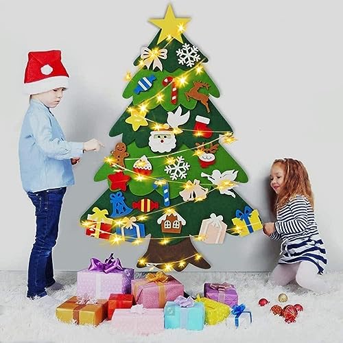 Felt Christmas Tree with 32 Ornaments and LED Lights F870752