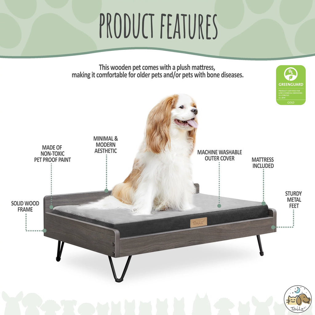 Wooden Pet Bed with Mattress Z95311