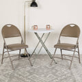 Beige Vinyl Metal Folding Chair Z968109