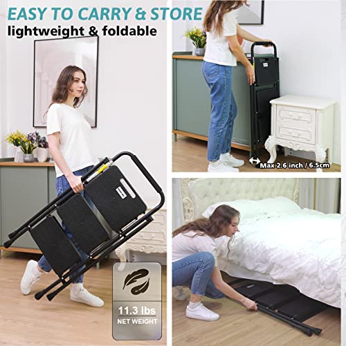 3 Step Folding Steel Step Ladder with Handgrip, 500 Lbs, Black T936