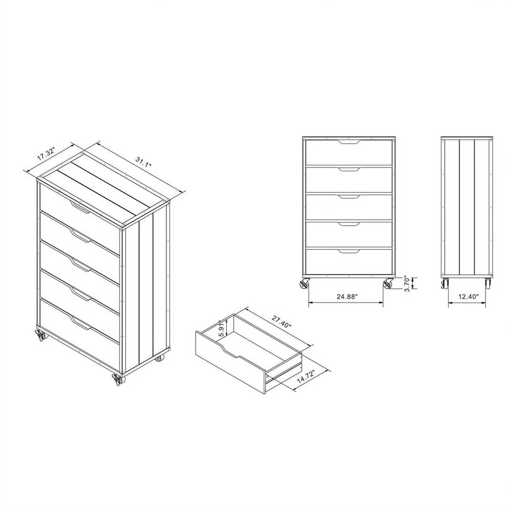 Wood 5-Drawer Dresser I150049