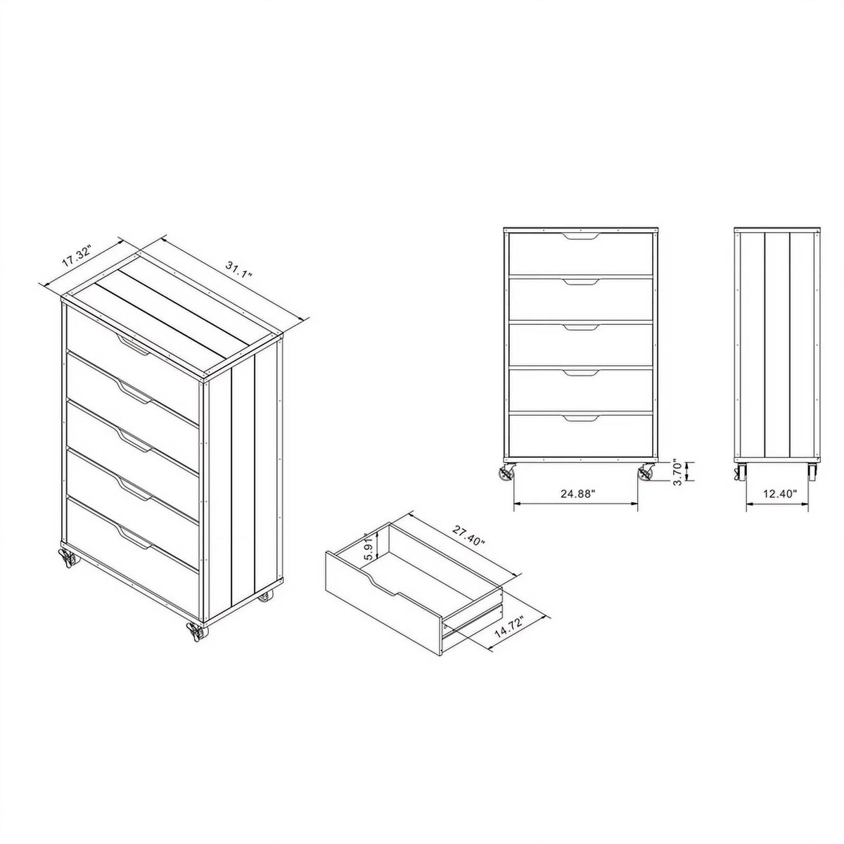 Wood 5-Drawer Dresser I150049