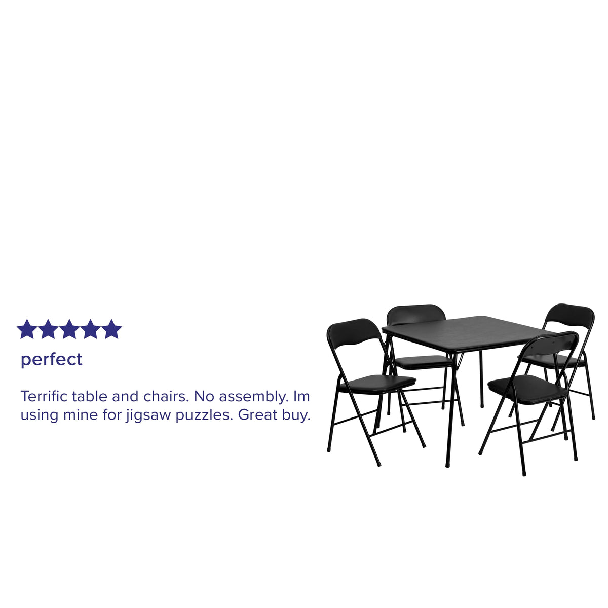 Black 5 Piece Folding Card Table and Chair Set Z34494