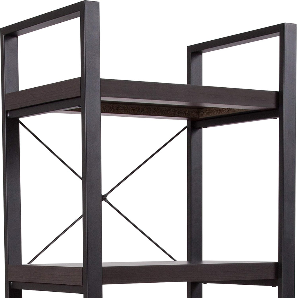 Charcoal Wood Grain 4 Shelf Etagere Bookcase A2687