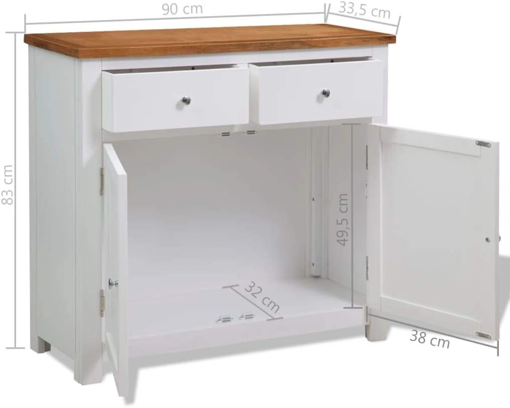 Oak Top Wooden Buffet Sideboard Storage Cabinet with 2 Drawers R397