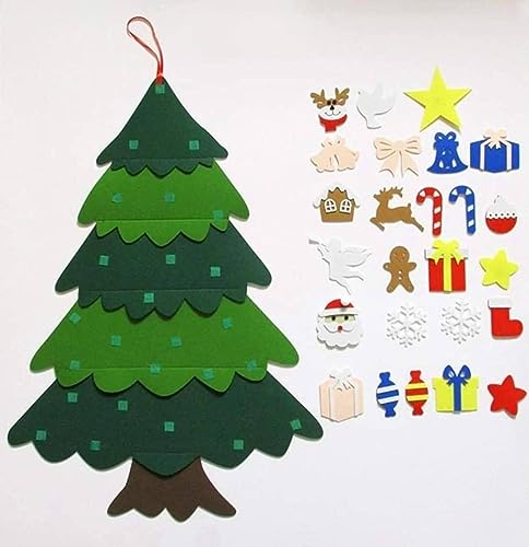 Felt Christmas Tree with 32 Ornaments and LED Lights F870752