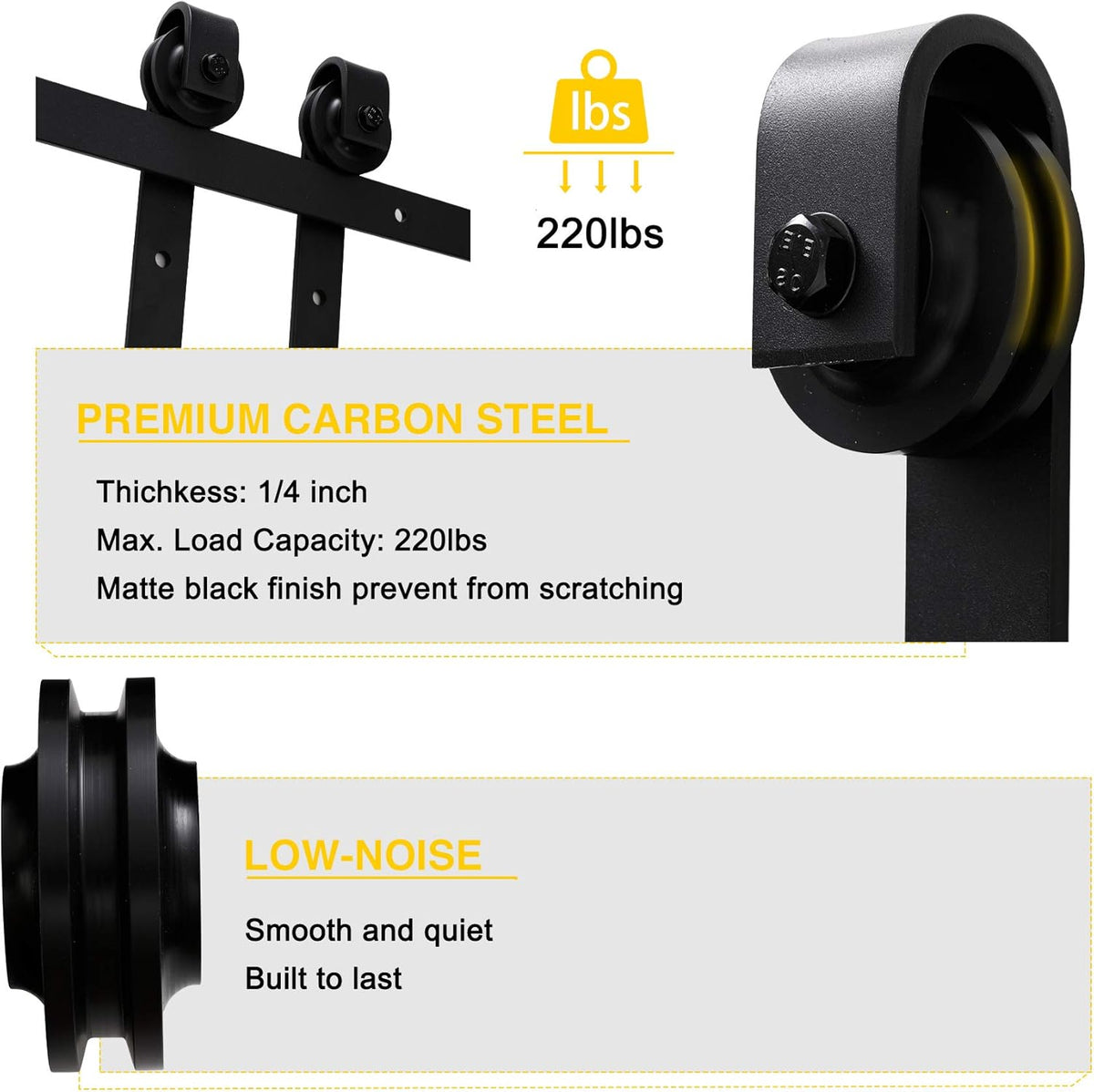 10FT Heavy-Duty Carbon Steel Sliding Barn Door Rail Kit R1680