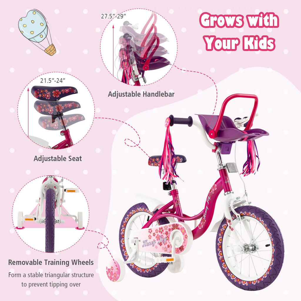 Pink & Purple 16 Toddler Bike with Training Wheels A410