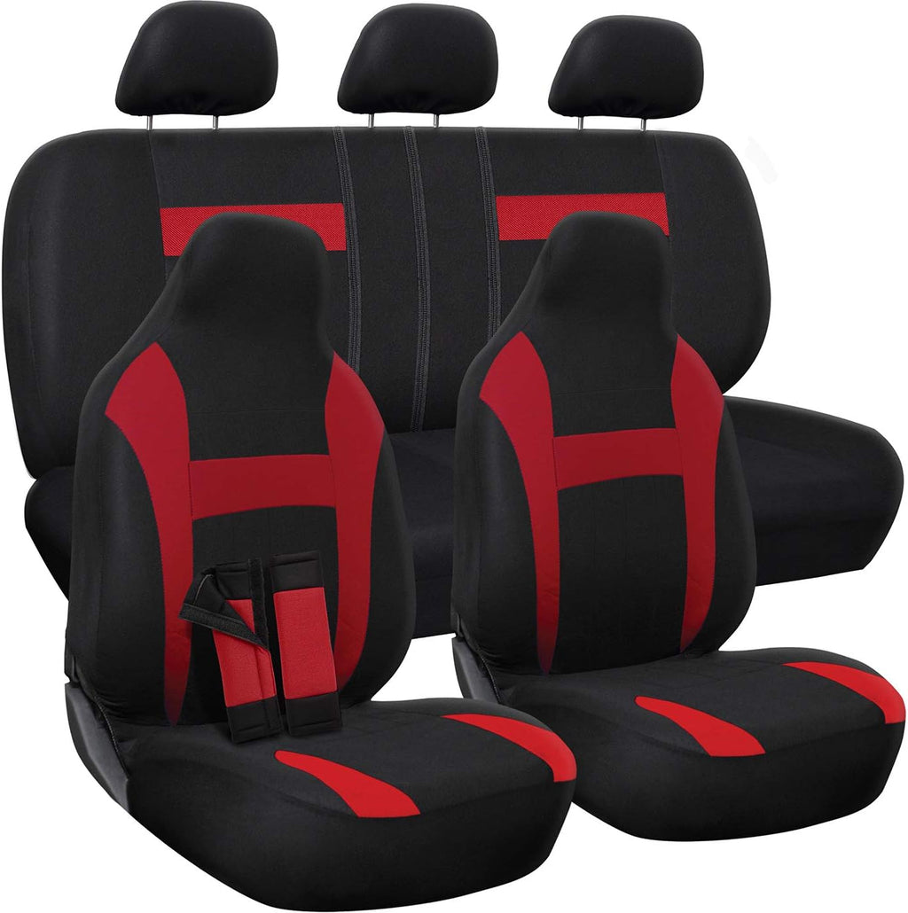 PU Leather Solid Beige Car Seat Cover Full Set D1061