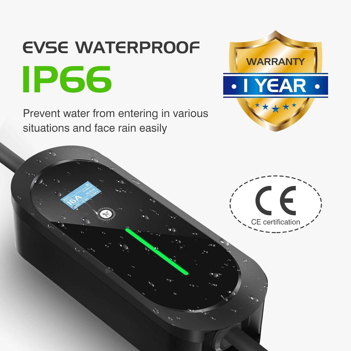 Portable EV Charger with NEMA 6-20 Plug and NEMA 5-15 Adapter S126012
