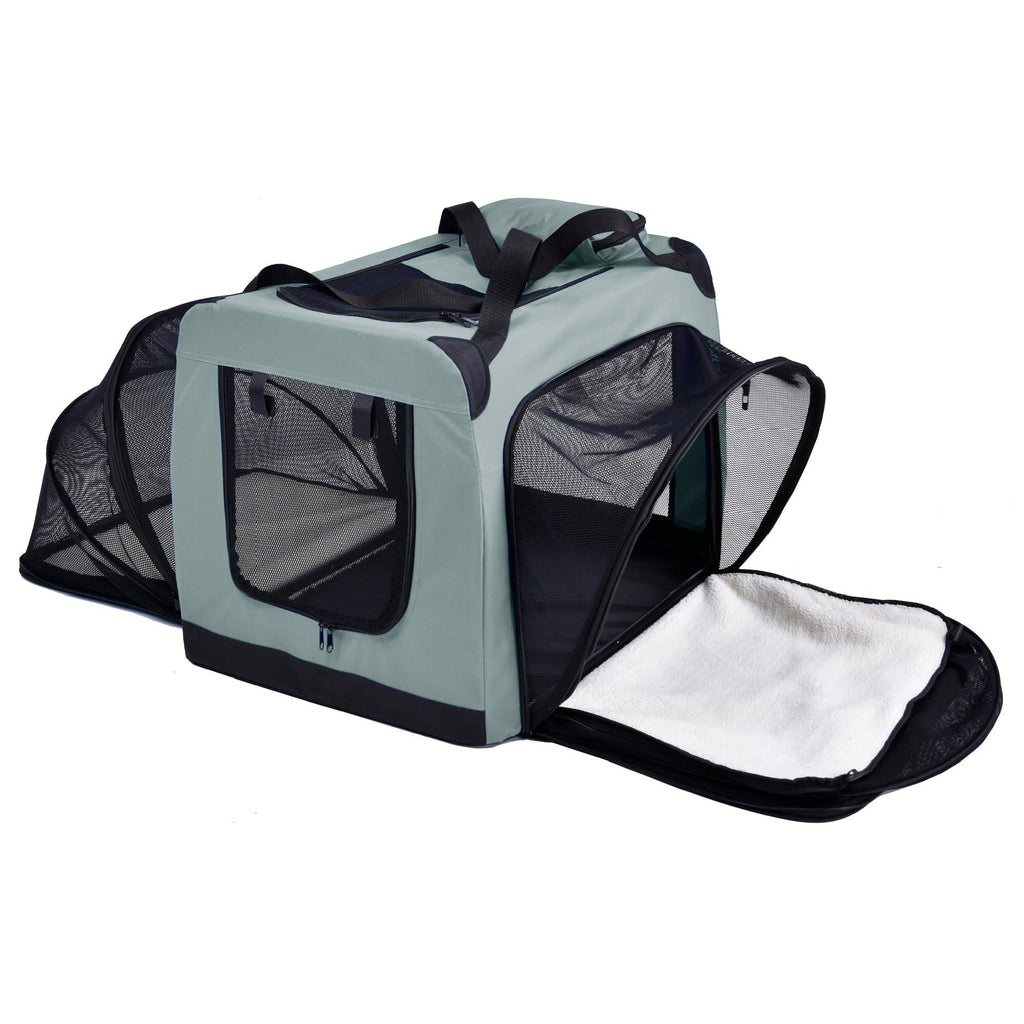 Grey Metal Framed Soft-Folding Dog Crate E3263