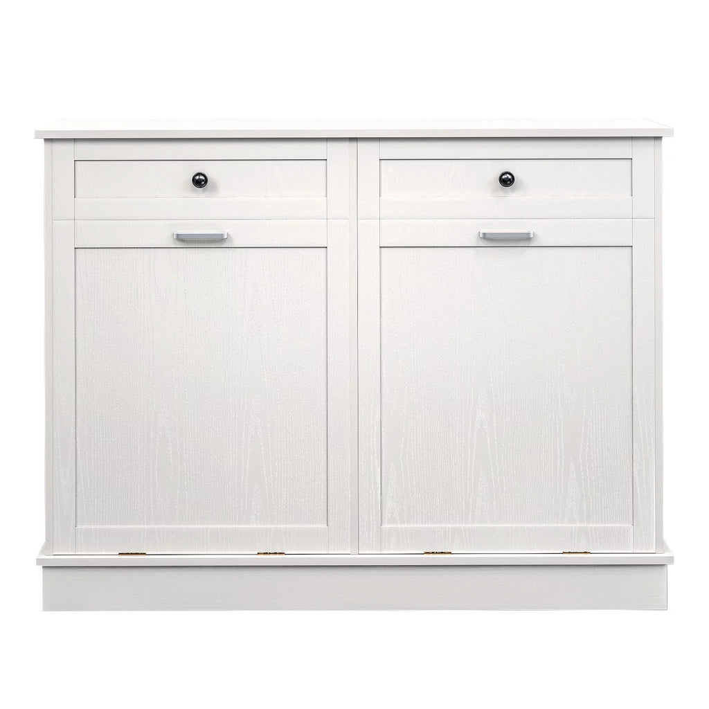 White Free Standing Tilt Out Trash Cabinet with Drawer R919