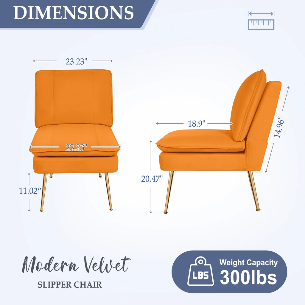 Orange Armless Upholstered Accent Chair Set of 2 G3328