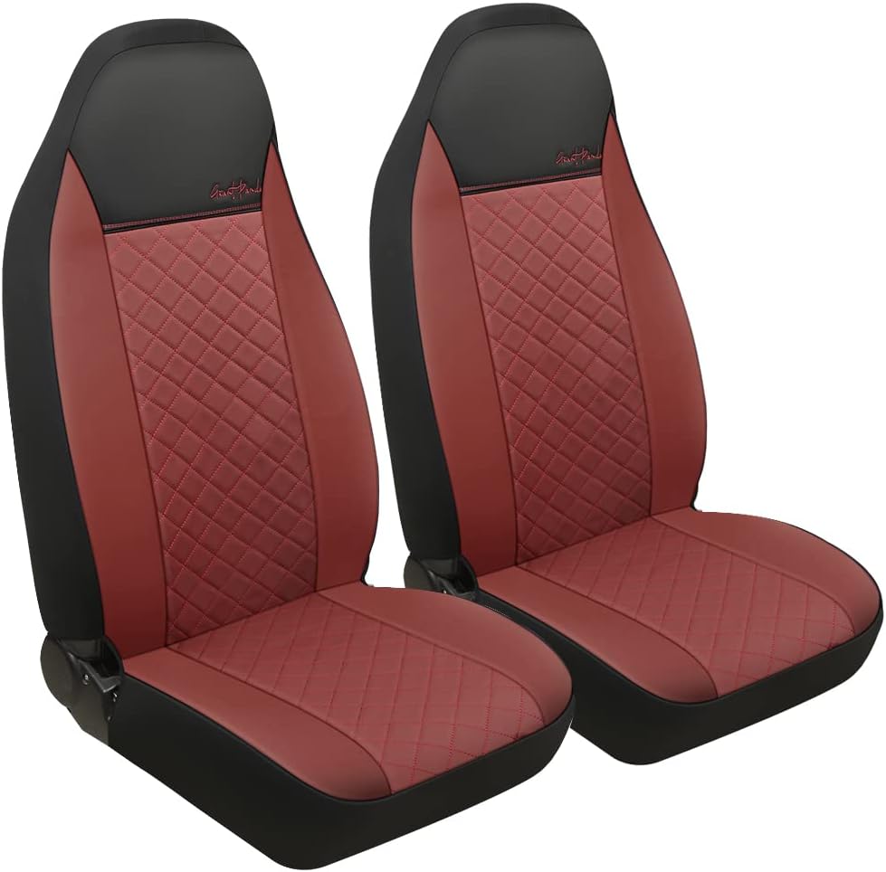 Black Faux Leather Front Seat Covers Pack of 2 L873