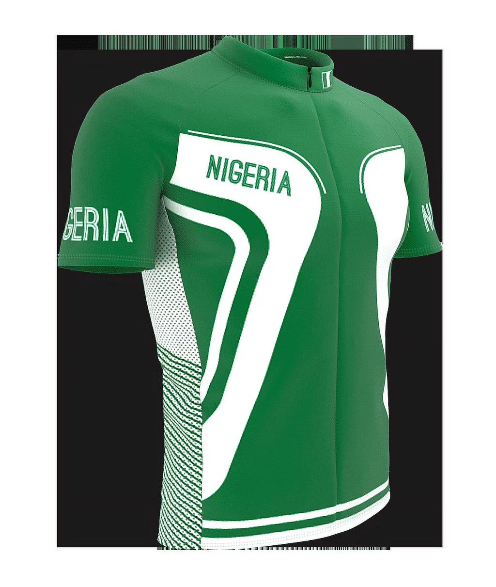 Nigeria Full Zipper Bike Short Sleeve Cycling Jersey for Men - Size XS J287