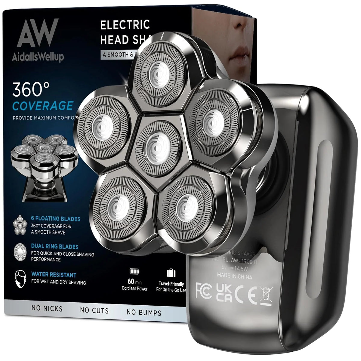 Cordless Waterproof Electric Head Shaver Grooming Kit U387235