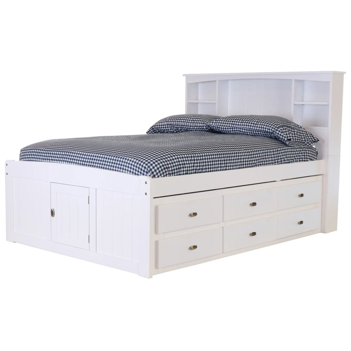 Solid Pine Bookcase Bed in Casual White C966