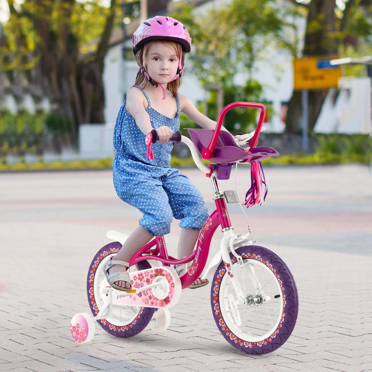 Pink & Purple 16 Toddler Bike with Training Wheels A410