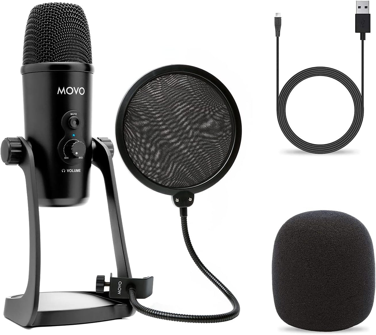 Desktop USB Microphone with Pop-Filter, 4 Pickup Patterns I981