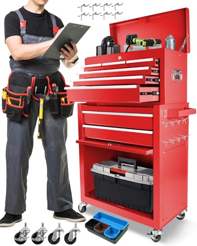Heavy-Duty 7-Drawer Rolling Steel Tool Chest with Lock, Black W46343