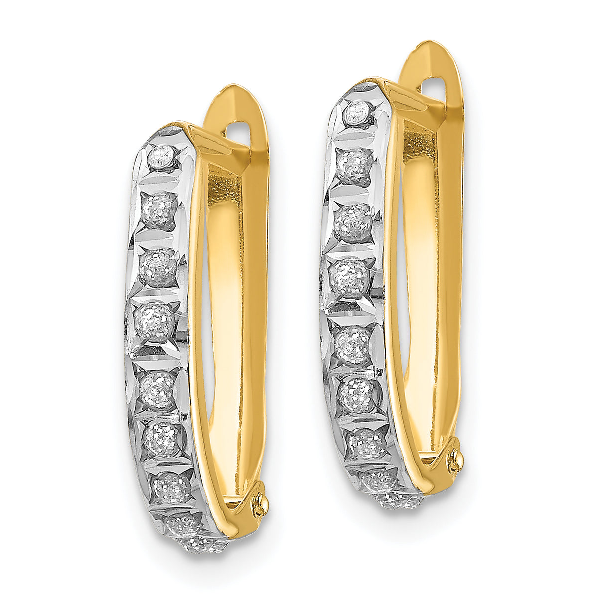 14K Yellow Gold Diamond Hinged Hoop Earrings U3500