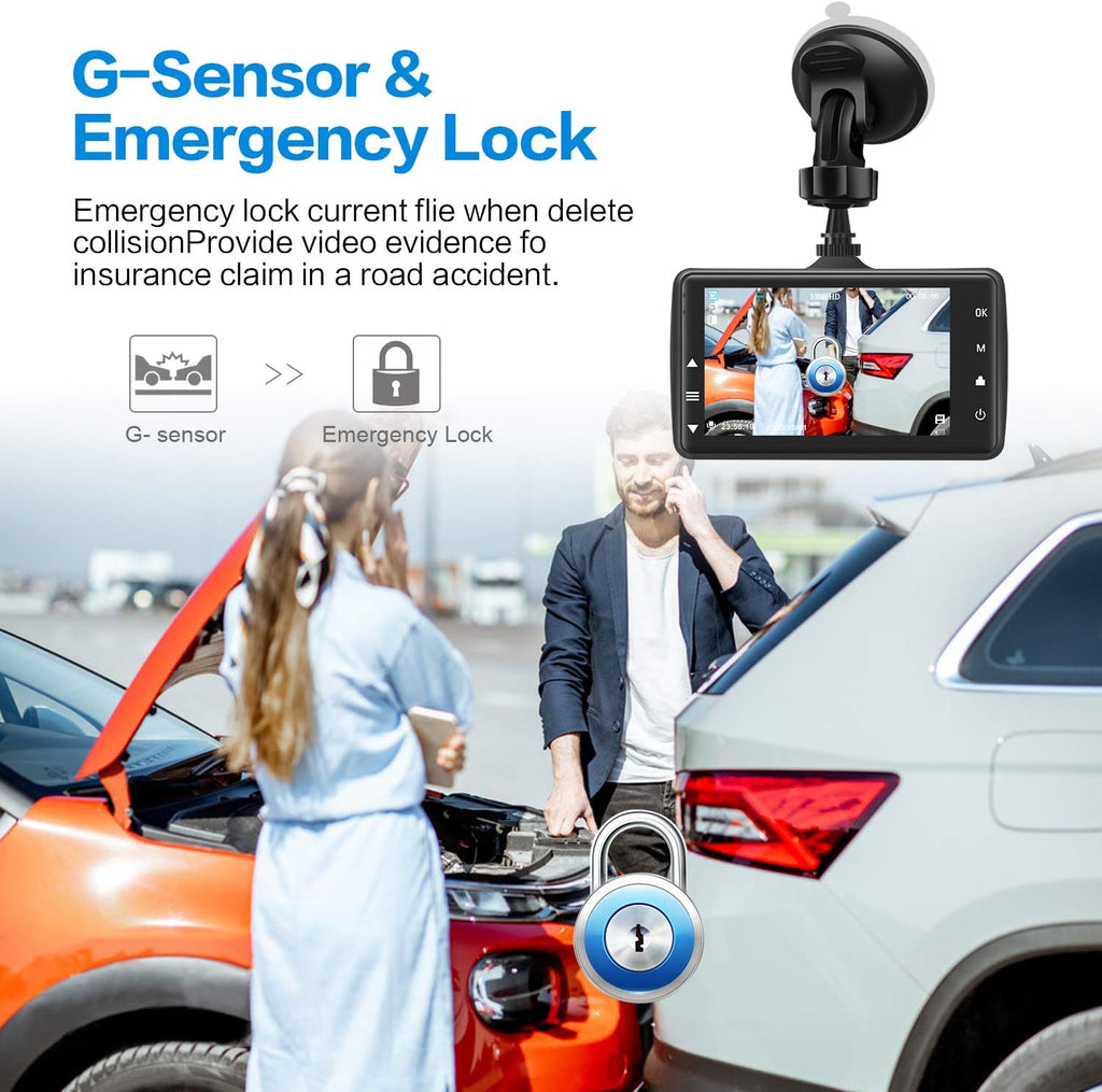 Dash Cam with 32G SD Card, 1080P FHD Car Driving Recorder 3'' IPS Screen 170° Wide Angle Dashboard Camera Aluminum Alloy Case, Parking Monitor Loop Recording Motion Detection Pack of 2 R6017