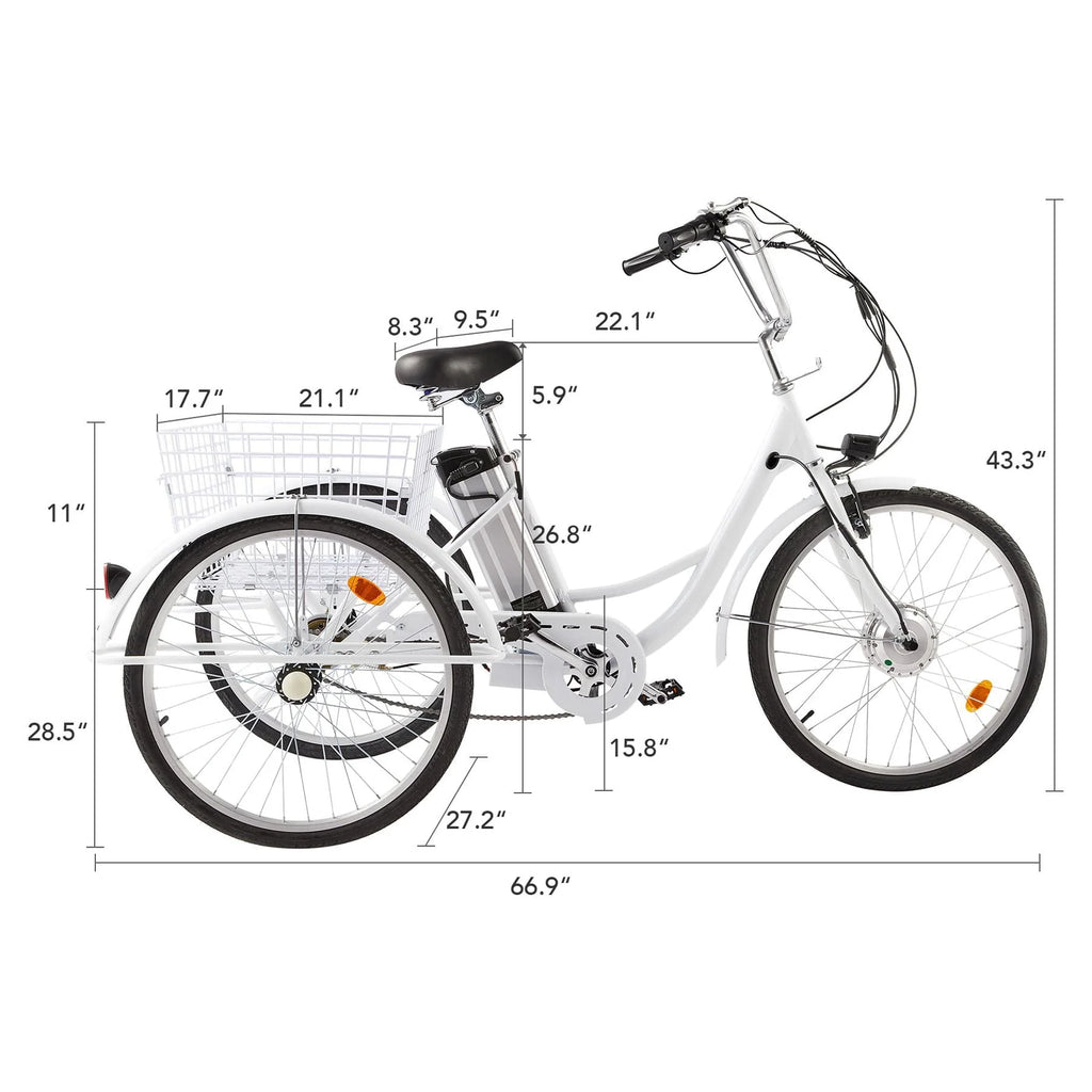 24inch 3 Wheel Electric Tricycle with 250w Motor K75102