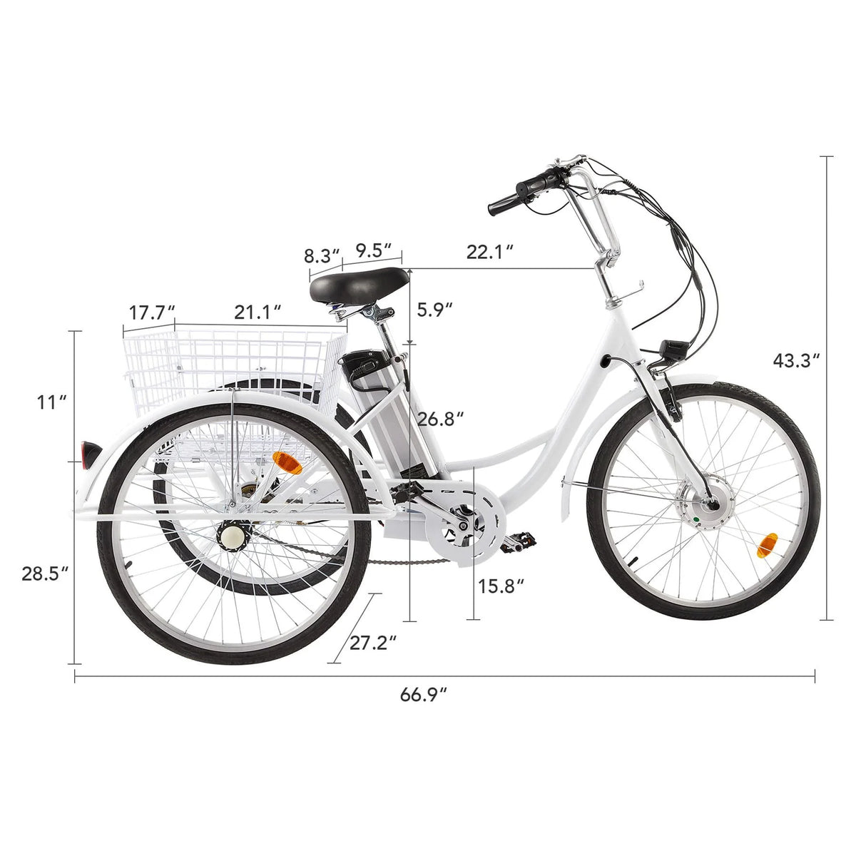 24inch 3 Wheel Electric Tricycle with 250w Motor K75102