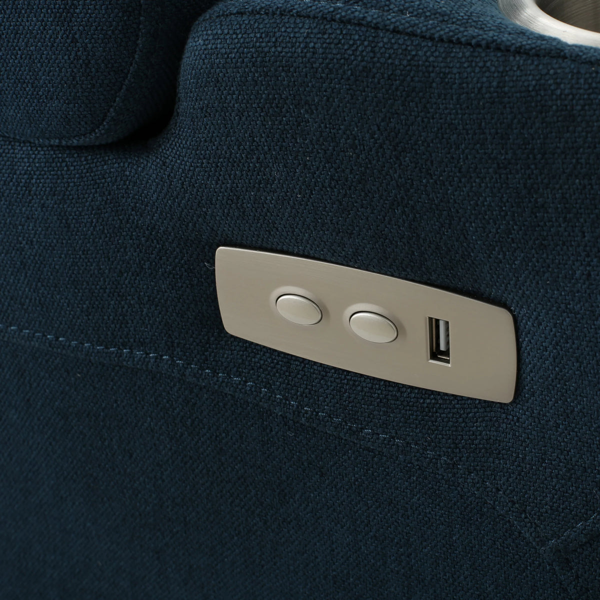 Navy Blue Tufted Fabric Power Recliner L8142