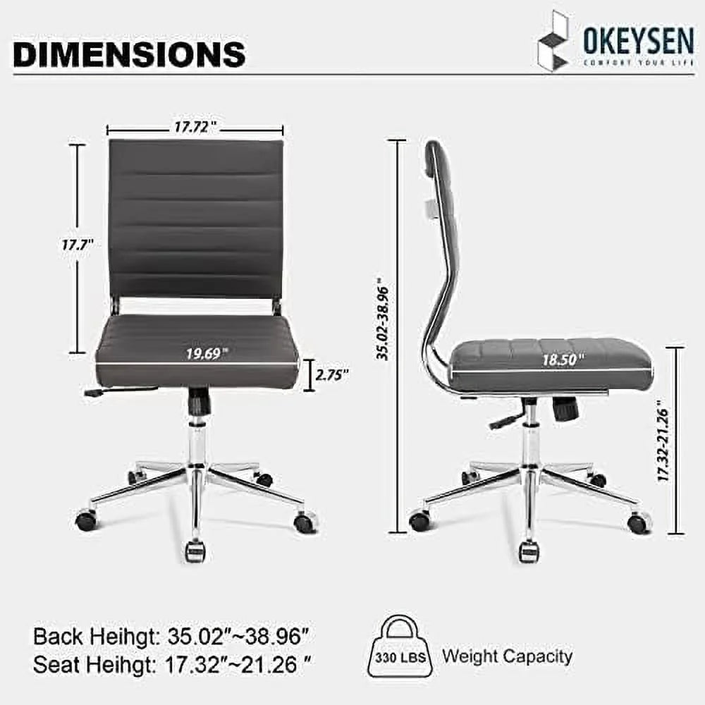 Armless Leather Swivel Office Chair X619